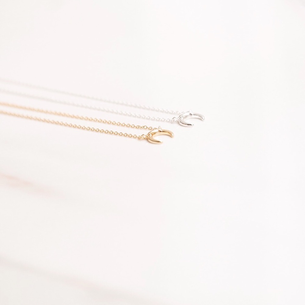 Crescent Moon Necklace | 14k Gold Plated - Picture 5 of 6